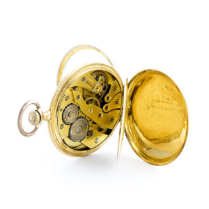 National Watch Co. Reloj de bolsillo para caballero, lepine y remontoir. Pps. siglo XX. Oro 18k.