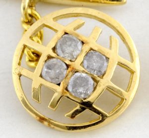Pareja de pasadores de camisa oro de 18K y brillantes aproximado de 0,25 ct