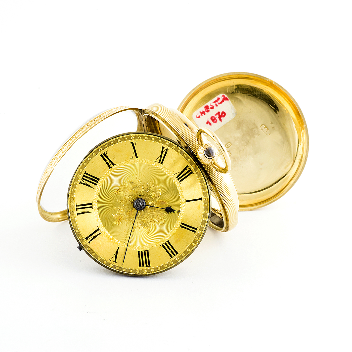 Parsons (Ealing, Londres). Reloj de Bolsillo Half Fusee (Semicatalino), lepine. Chester, 1870. Oro 18k.