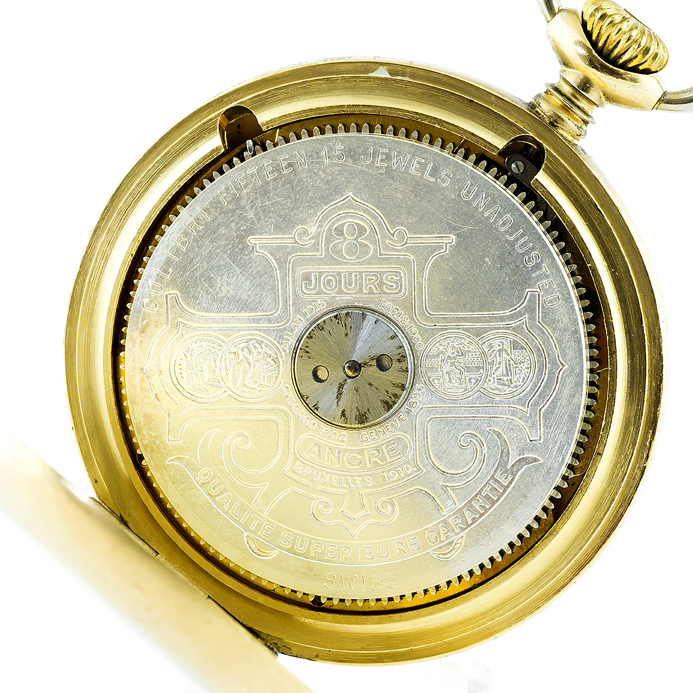 RELOJ DE BOLSILLO PARA CABALLERO, OCHO DÍAS CUERDA. Lepine y remontoir RELOJ DE BOLSILLO PARA CABALLERO, OCHO DÍAS CUERDA. Lepine y remontoir