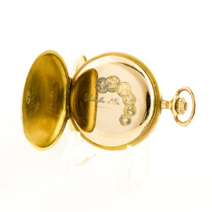 Reloj Suizo de Bolsiillo-Colgar, Saboneta, Remontoir. Finales Siglo XIX. Oro 18k.