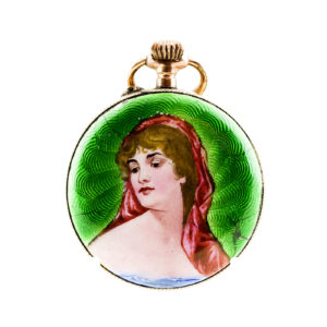 Reloj Suizo de Bolsillo-Colgar para señora, lepine y remontoir. Ca. 1880. Oro Bicolor.