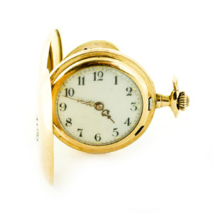 Reloj Suizo de Bolsillo-Colgar para señora, saboneta y remontoir. Ca. 1880. Oro 18k.