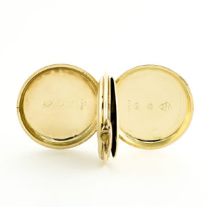 Tavannes Watch Co. reloj de bolsillo, saboneta y remontoir. Siglo XIX. Oro 14k.