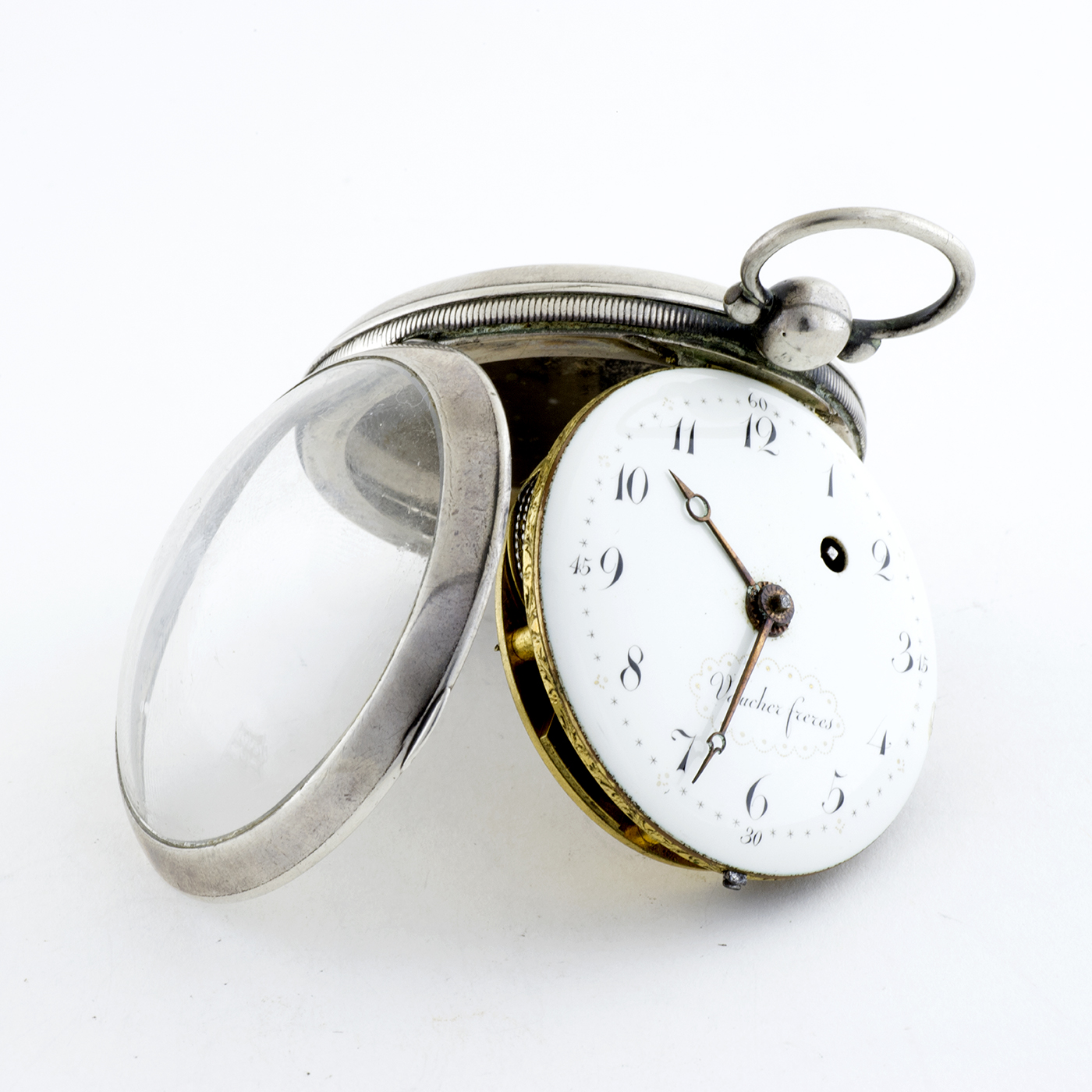 VAUCHER ET FRERES. (Baillie, pág. 325). Reloj de Bolsillo, lepine, Verge Fuseé (Catalino). Plata de Ley. Fleurier, Francia. Ca. 1800. VAUCHER ET FRERES. (Baillie, pág. 325). Reloj de Bolsillo, lepine, Verge Fuseé (Catalino). Plata de Ley. Fleurier, Francia. Ca. 1800.