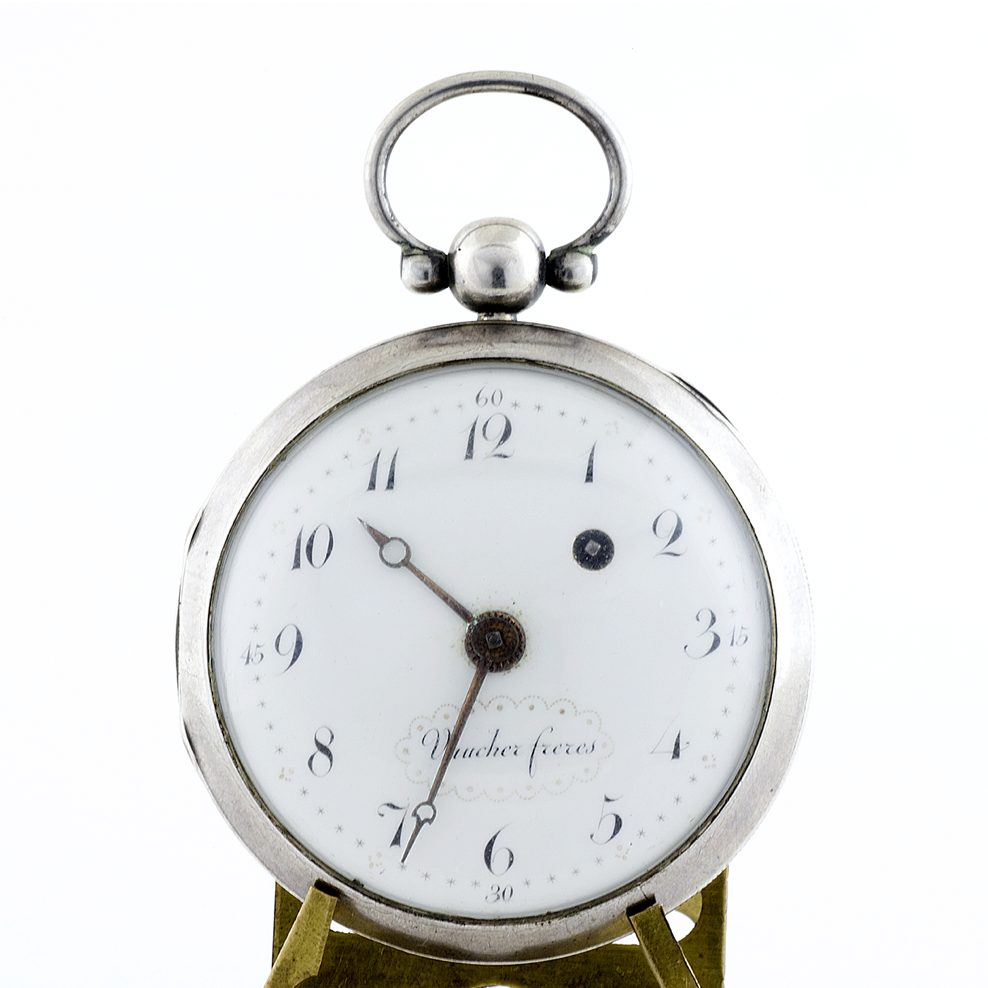 VAUCHER ET FRERES. (Baillie, pág. 325). Reloj de Bolsillo, lepine, Verge Fuseé (Catalino). Plata de Ley. Fleurier, Francia. Ca. 1800.