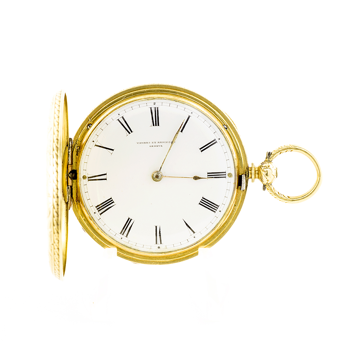 Vieyres et Repingon (Geneve). Pocket watch-hanging for women, saboneta. Ca.?. 14k gold.