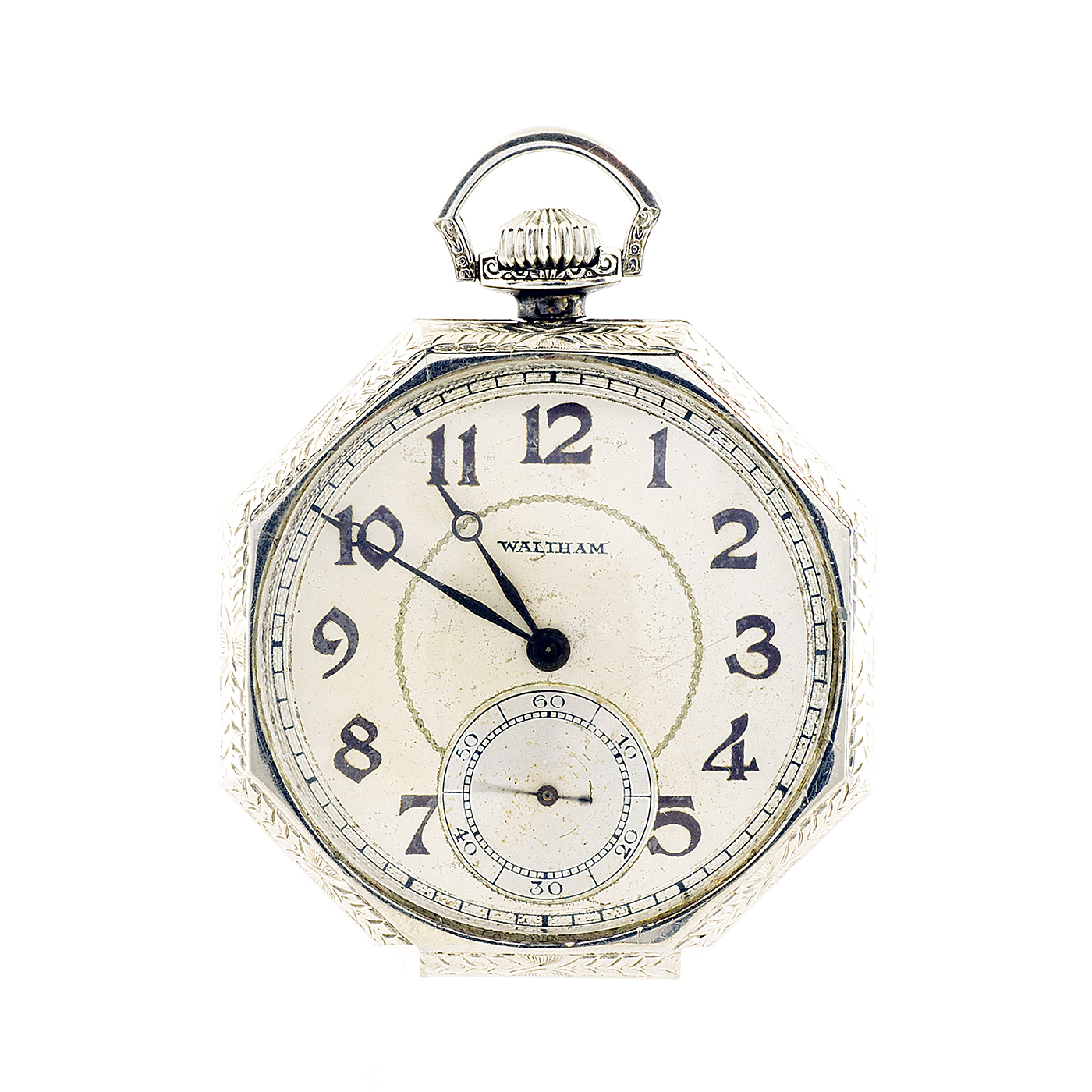 WALTHAM, USA. Reloj de bolsillo de caballero. Lepine y remontoir. Circa 1920. Oro blanco 14k.