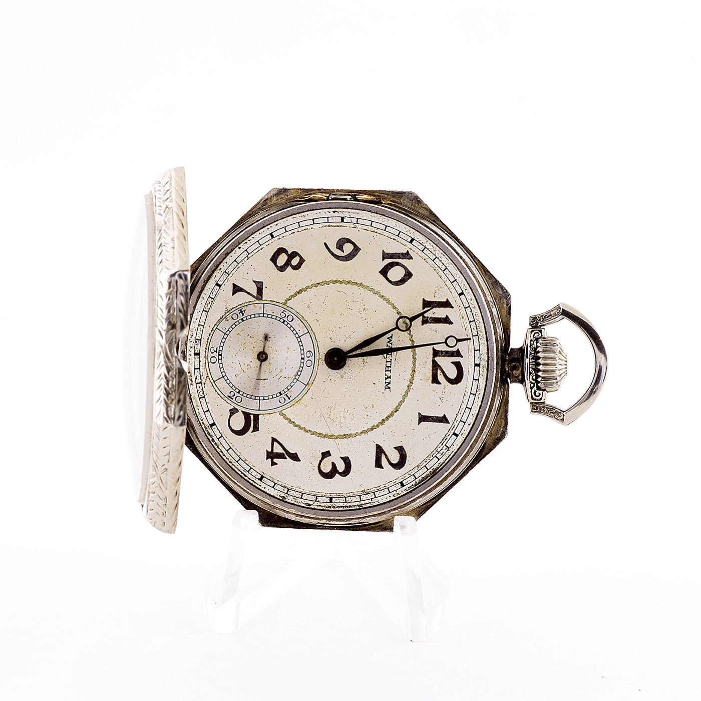 WALTHAM, USA. Reloj de bolsillo de caballero. Lepine y remontoir. Circa 1920. Oro blanco 14k. WALTHAM, USA. Reloj de bolsillo de caballero. Lepine y remontoir. Circa 1920. Oro blanco 14k.