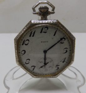 Elgin. Reloj de bolsillo de caballero, lepine y remontoir. Usa, 1923. Oro blanco 14k.