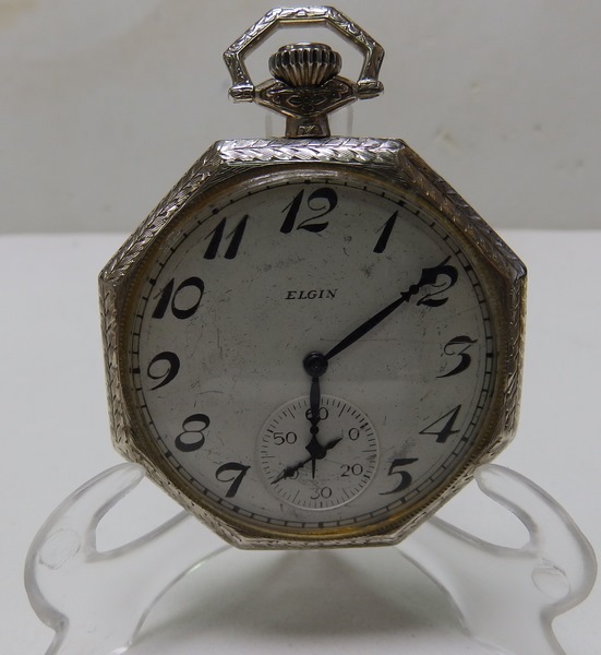 Elgin. Men's pocket watch, lepine and remontoir. Usa, 1923. 14k white gold.