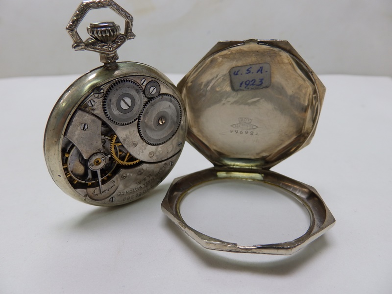 Elgin. Reloj de bolsillo de caballero, lepine y remontoir. Usa, 1923. Oro blanco 14k. Elgin. Reloj de bolsillo de caballero, lepine y remontoir. Usa, 1923. Oro blanco 14k.