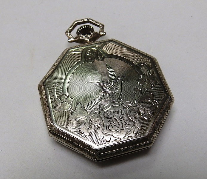 Elgin. Reloj de bolsillo de caballero, lepine y remontoir. Usa, 1923. Oro blanco 14k. Elgin. Reloj de bolsillo de caballero, lepine y remontoir. Usa, 1923. Oro blanco 14k.
