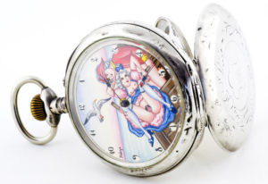 JAE (Suiza). Reloj Magnum de Bolsillo Erótico, Automatón, Lepine y remontoir. Ca. 1900