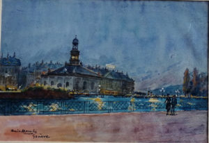 Manuel Bernardino Ruiz Sánchez Morales. Acuarela sobre papel. Paisaje de Ginebra.