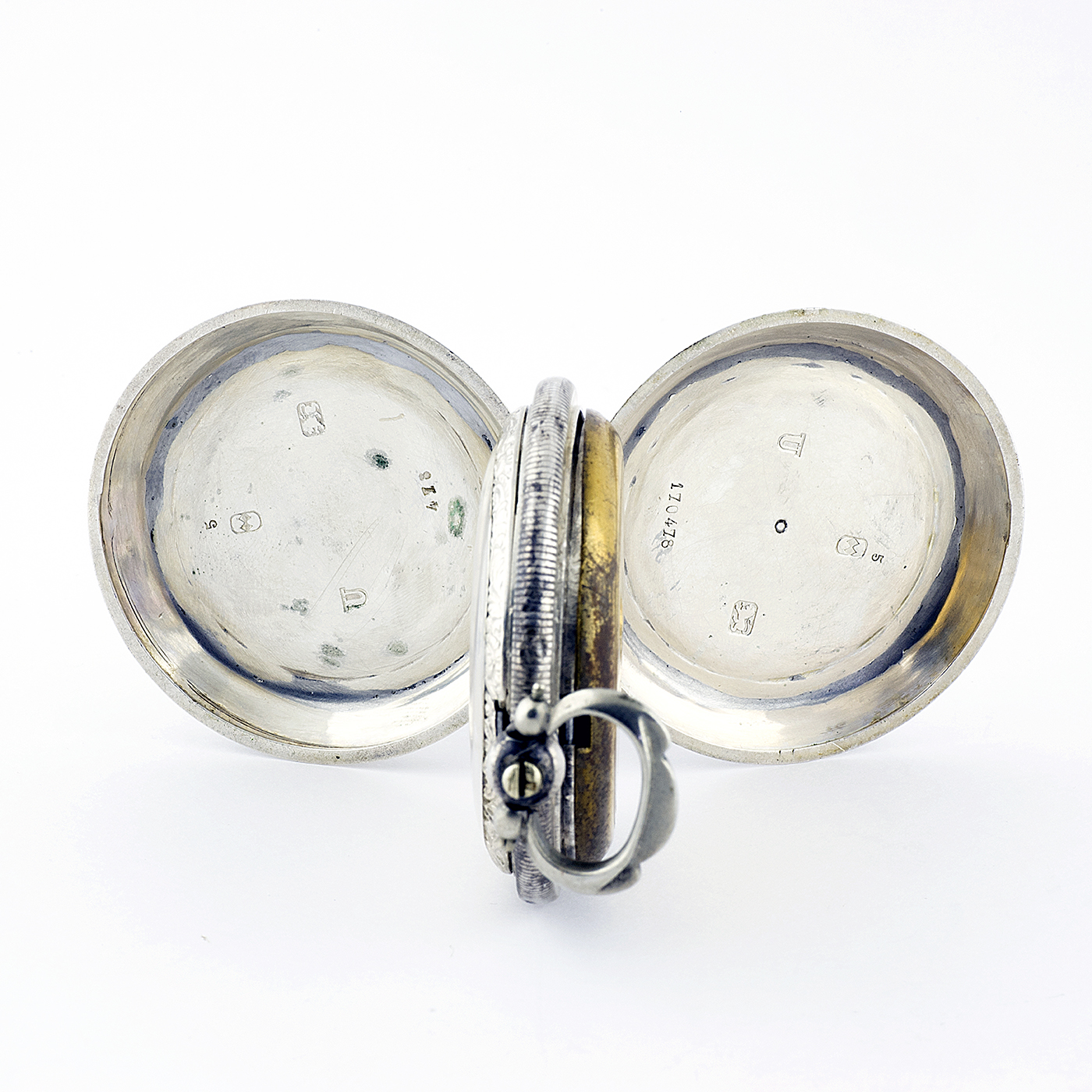 Reloj suizo de Bolsillo, saboneta, para mercado turco. Caja en Plata Inglesa. Siglo XIX. Reloj suizo de Bolsillo, saboneta, para mercado turco. Caja en Plata Inglesa. Siglo XIX.