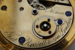 THOMAS RUSSELL. London. Reloj de bolsillo y colgar, saboneta. Oro de 18k. Ca.,1870-80.