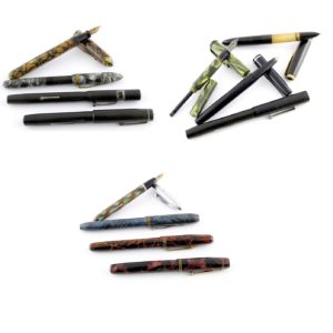 Conjunto de 12 plumas estilográficas antiguas. Marcas, RITZIE, NATIONAL, BLACKBIRD , PENPLAS, WATERMEN , PLATIGNUM , WEAREAVER, PLYMOUTH y DURIUM