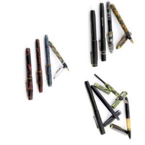 Conjunto de 12 plumas estilográficas antiguas. Marcas, RITZIE, NATIONAL, BLACKBIRD , PENPLAS, WATERMEN , PLATIGNUM , WEAREAVER, PLYMOUTH y DURIUM