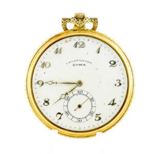 CYMA. Reloj de bolsillo, de caballero, lepine y remontoir. Tipo Frac. Finales siglo XIX. Oro 18k.