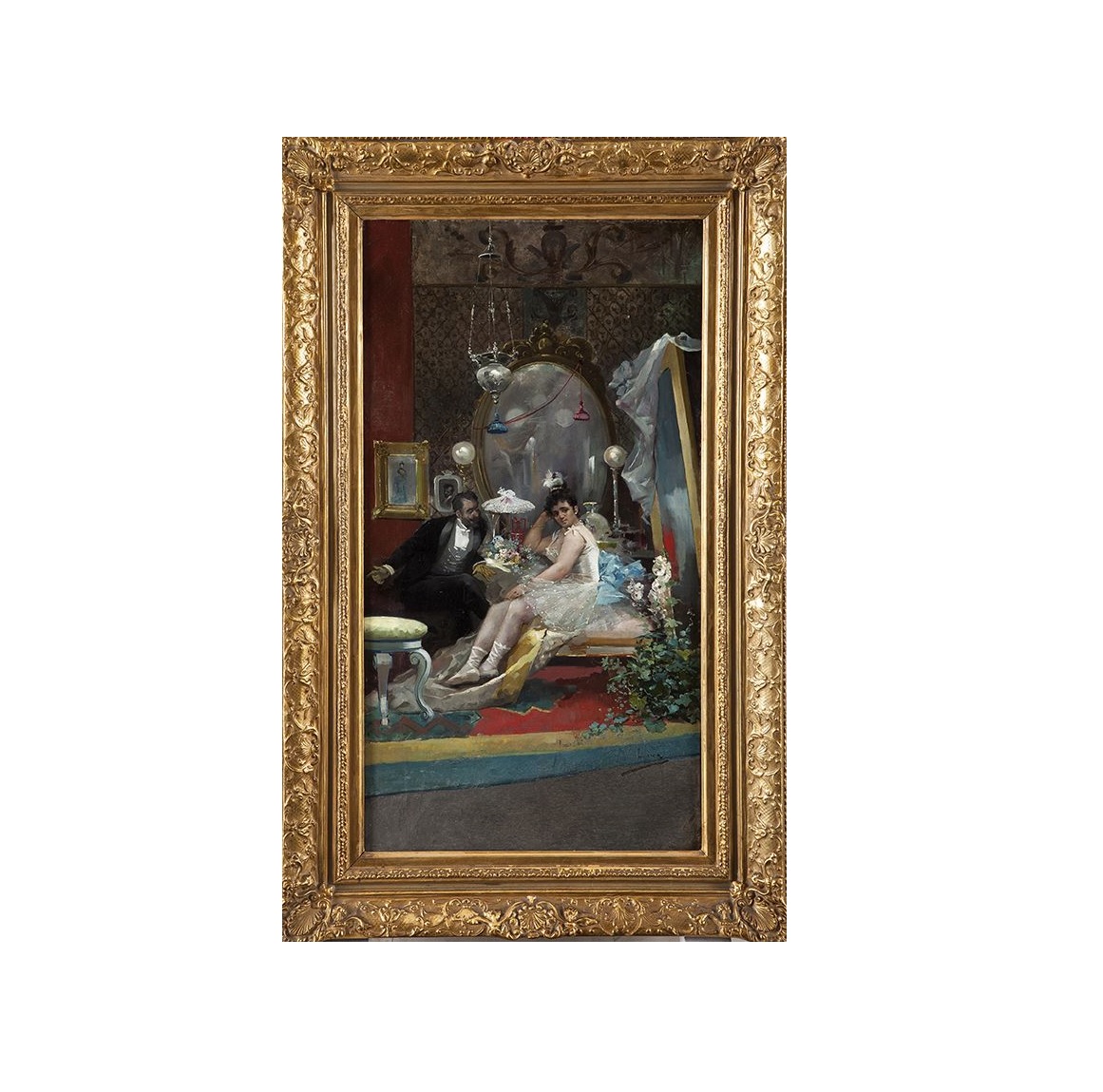 EUGENIO LUCAS VILLAAMIL. Óleo sobre lienzo. "La Bailarina y el caballero". EUGENIO LUCAS VILLAAMIL. Óleo sobre lienzo. "La Bailarina y el caballero".