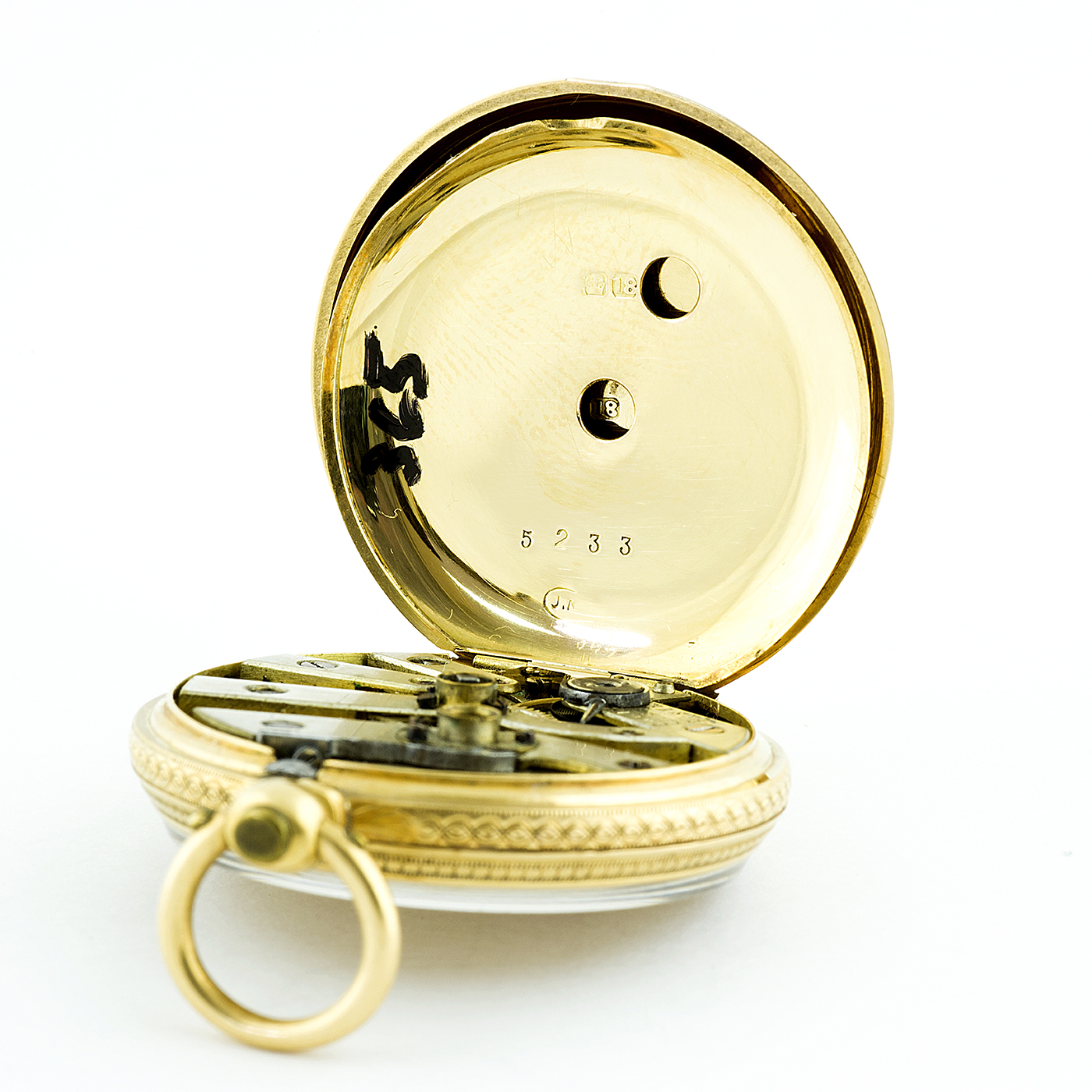 J.N. Reloj Suizo de Colgar, lepine. Suiza, ca. 1890. Oro 18k. J.N. Reloj Suizo de Colgar, lepine. Suiza, ca. 1890. Oro 18k.