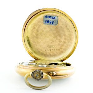 Longines. Reloj de bolsillo, lepine y remontoir. Ca. 1899. Oro 18k.