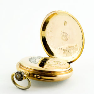 Longines. Reloj de bolsillo, lepine y remontoir. Ca. 1899. Oro 18k.