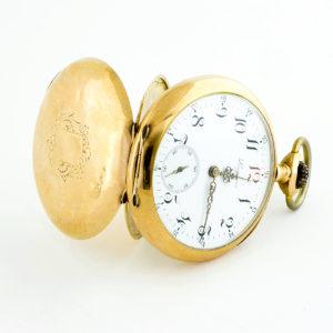 Longines. Reloj de bolsillo, lepine y remontoir. Ca. 1899. Oro 18k.