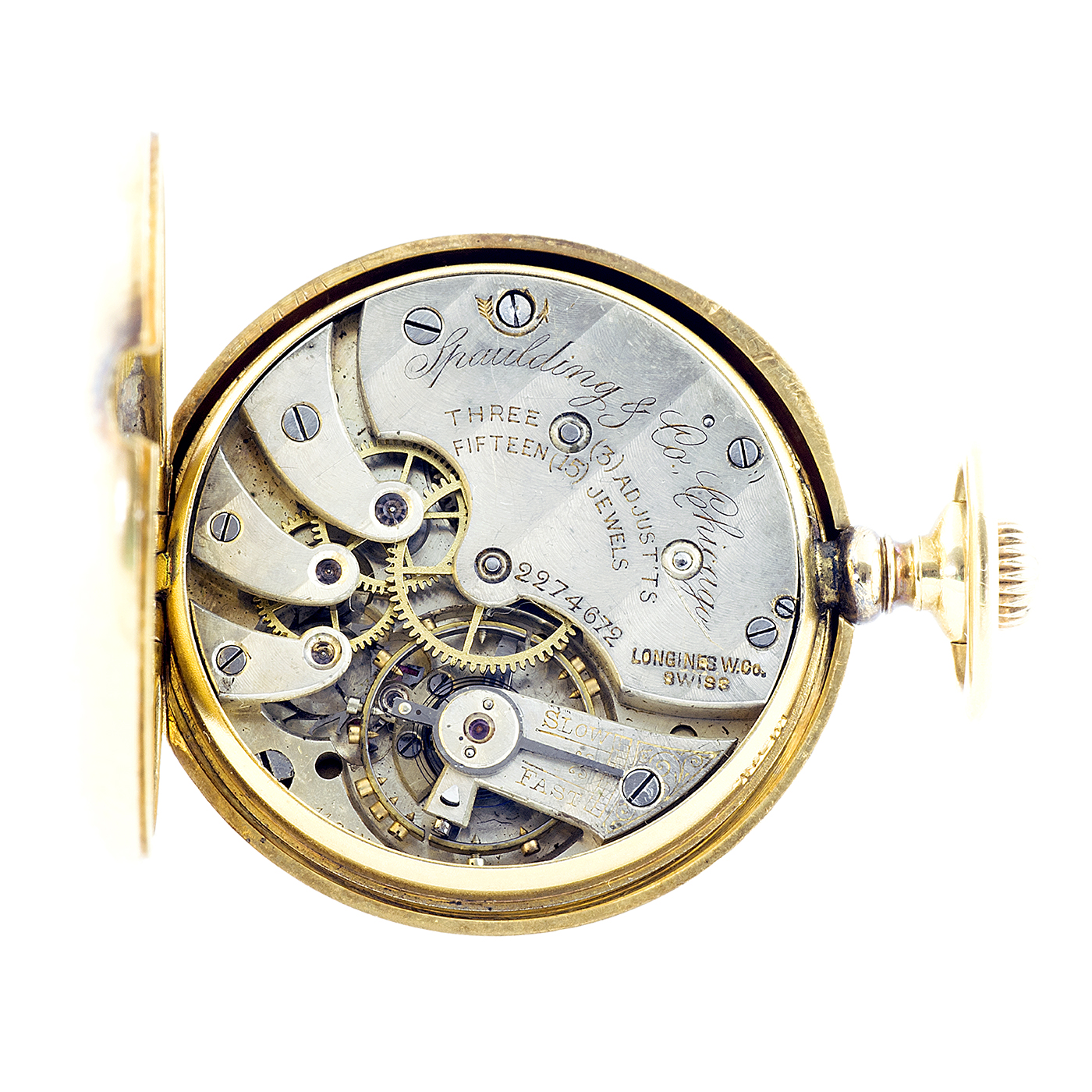 Longines. Reloj de colgar abatible, lepine y remontoir. Suiza, 1907. Oro 18k. Longines. Reloj de colgar abatible, lepine y remontoir. Suiza, 1907. Oro 18k.