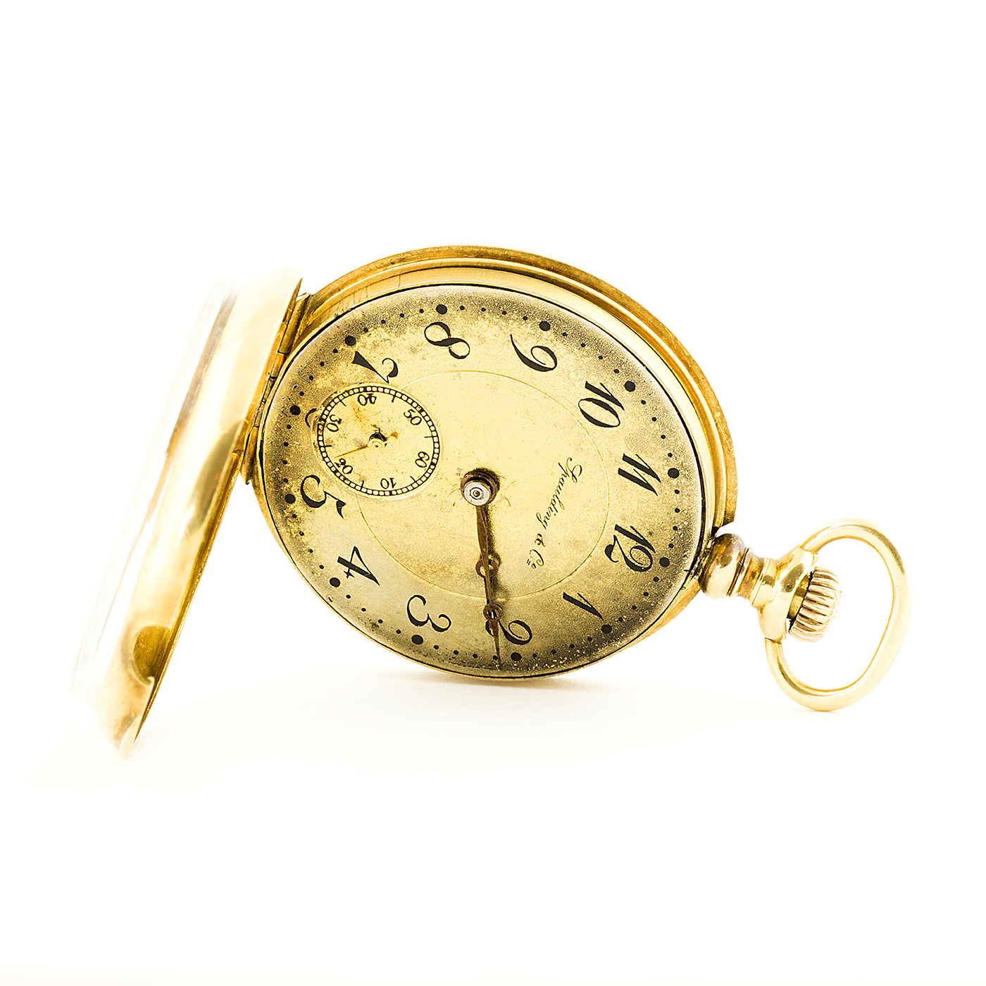 Longines. Reloj de colgar abatible, lepine y remontoir. Suiza, 1907. Oro 18k. Longines. Reloj de colgar abatible, lepine y remontoir. Suiza, 1907. Oro 18k.