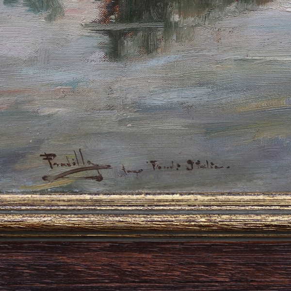 Miguel Pradilla González. Óleo sobre cartón. "Vista de Lago Italiano". Miguel Pradilla González. Óleo sobre cartón. "Vista de Lago Italiano".