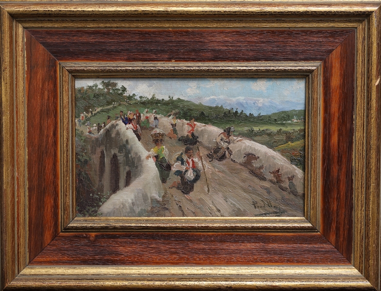 Miguel Pradilla González. Óleo sobre cartón. "Vista Rural".