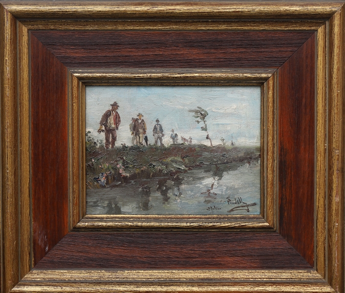 Miguel Pradilla González. Oil on panel. "Italian Landscape".