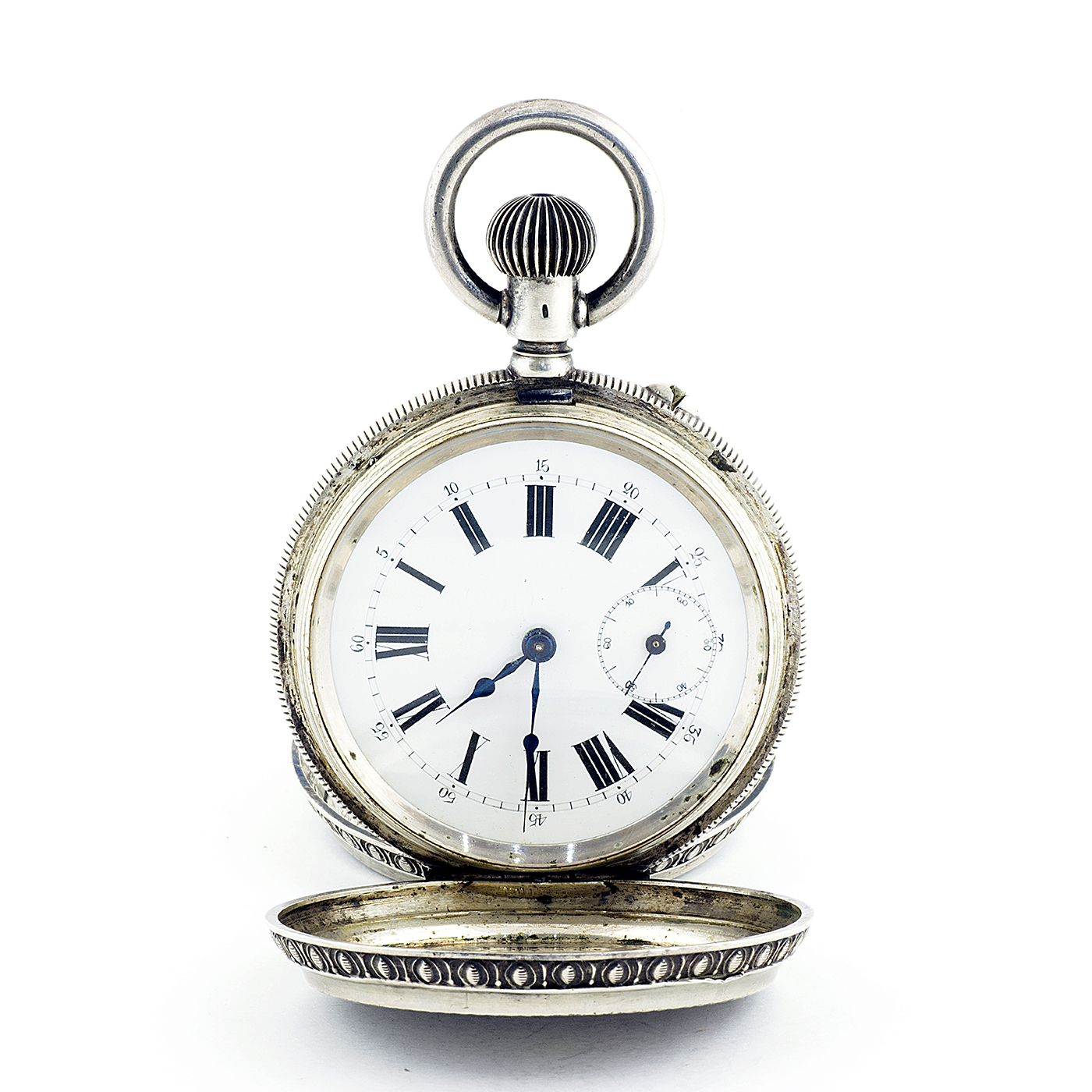 Reloj suizo de Bolsillo, saboneta y remontoir. Suiza, ca. 1870.