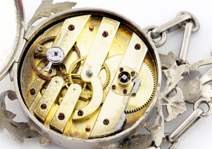 Reloj Suizo de Colgar, lepine, con Chatelaine. Ca. 1900. Reloj Suizo de Colgar, lepine, con Chatelaine. Ca. 1900.
