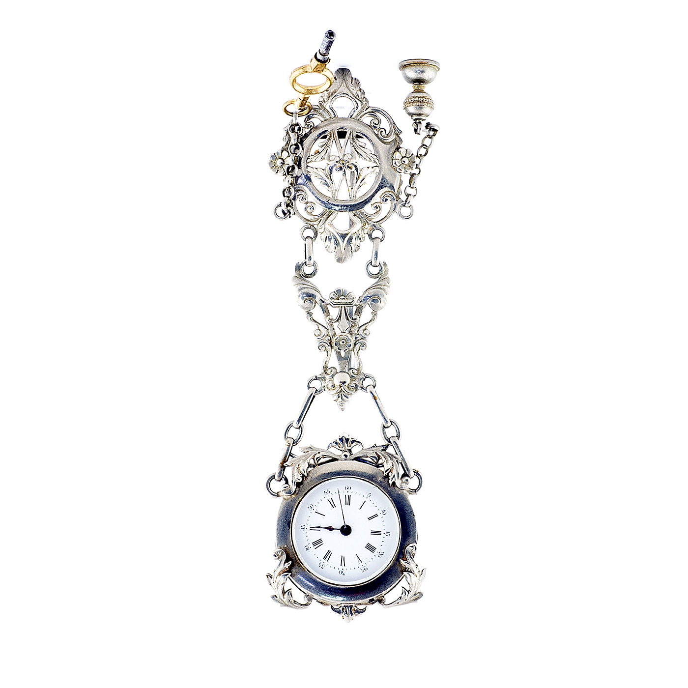 Reloj Suizo de Colgar, lepine, con Chatelaine. Ca. 1900. Reloj Suizo de Colgar, lepine, con Chatelaine. Ca. 1900.