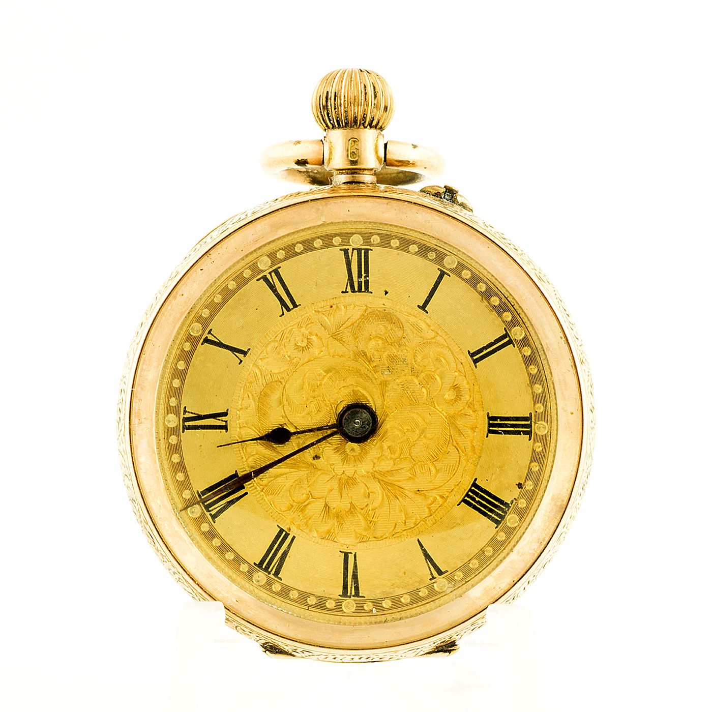 Reloj Suizo de Colgar, lepine y remontoir. Suiza, ca. 1900. Oro 14k.