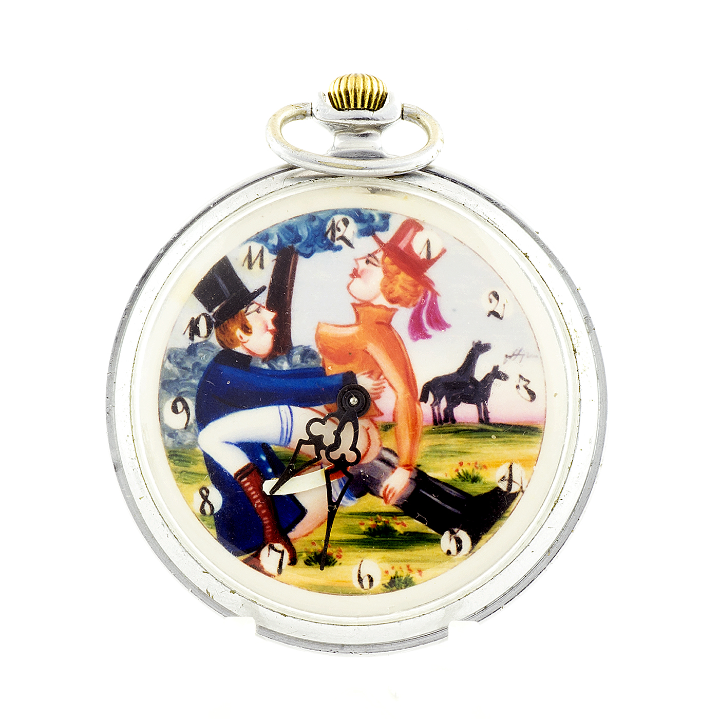 Reloj Suizo Erótico de Bolsillo, lepine y remontoir - AUTOMATÓN. Circa 1900