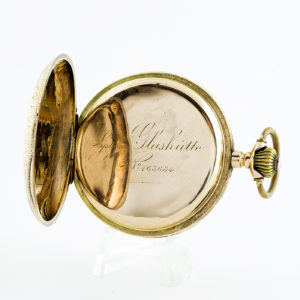 SYSTEME GLASHÜTTE (Alemania). Reloj de bolsillo para caballero, saboneta y remontoir. Ca. 1880. Oro 14k.
