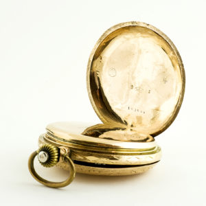 SYSTEME GLASHÜTTE (Alemania). Reloj de bolsillo para caballero, saboneta y remontoir. Ca. 1880. Oro 14k.