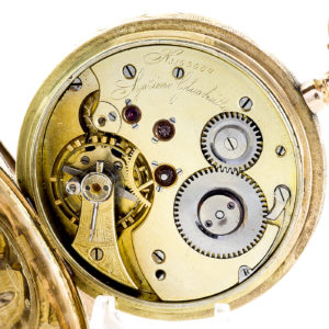 SYSTEME GLASHÜTTE (Alemania). Reloj de bolsillo para caballero, saboneta y remontoir. Ca. 1880. Oro 14k.