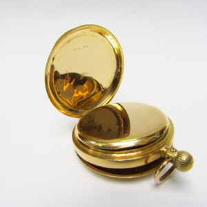 T.R. Russell (Liverpol). Reloj de bolsillo saboneta. Circa, 1890. Oro 18k.