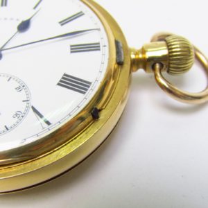 T.R. Russell (Liverpol). Reloj de bolsillo saboneta. Circa, 1890. Oro 18k.