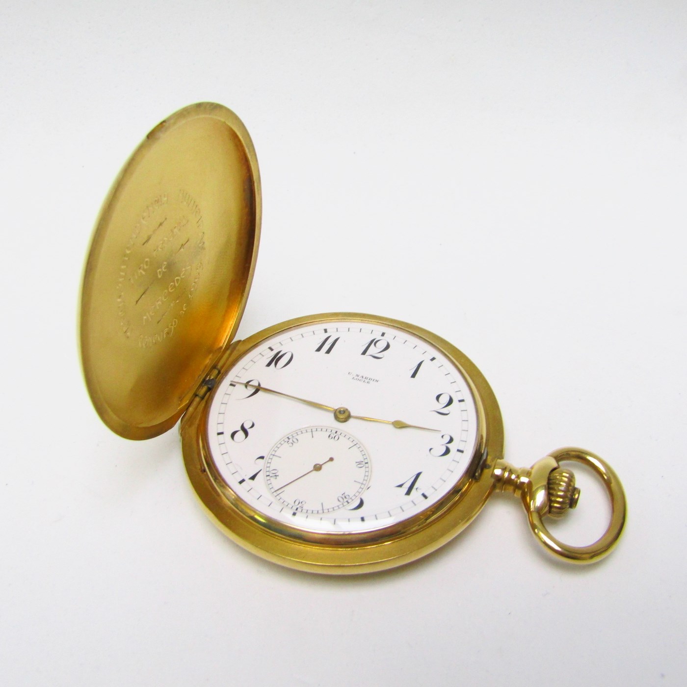 ULYSSE NARDIN. Reloj de Bolsillo para caballero, saboneta y remontoir. Oro 18k. Suiza, ca. 1900.