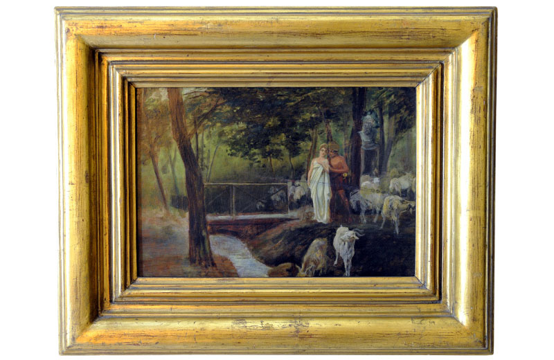 GONZALO BILBAO MARTÍNEZ. Óleo sobre tabla. "Dafnis y Cloe, Idilio Griego". GONZALO BILBAO MARTÍNEZ. Óleo sobre tabla. "Dafnis y Cloe, Idilio Griego".