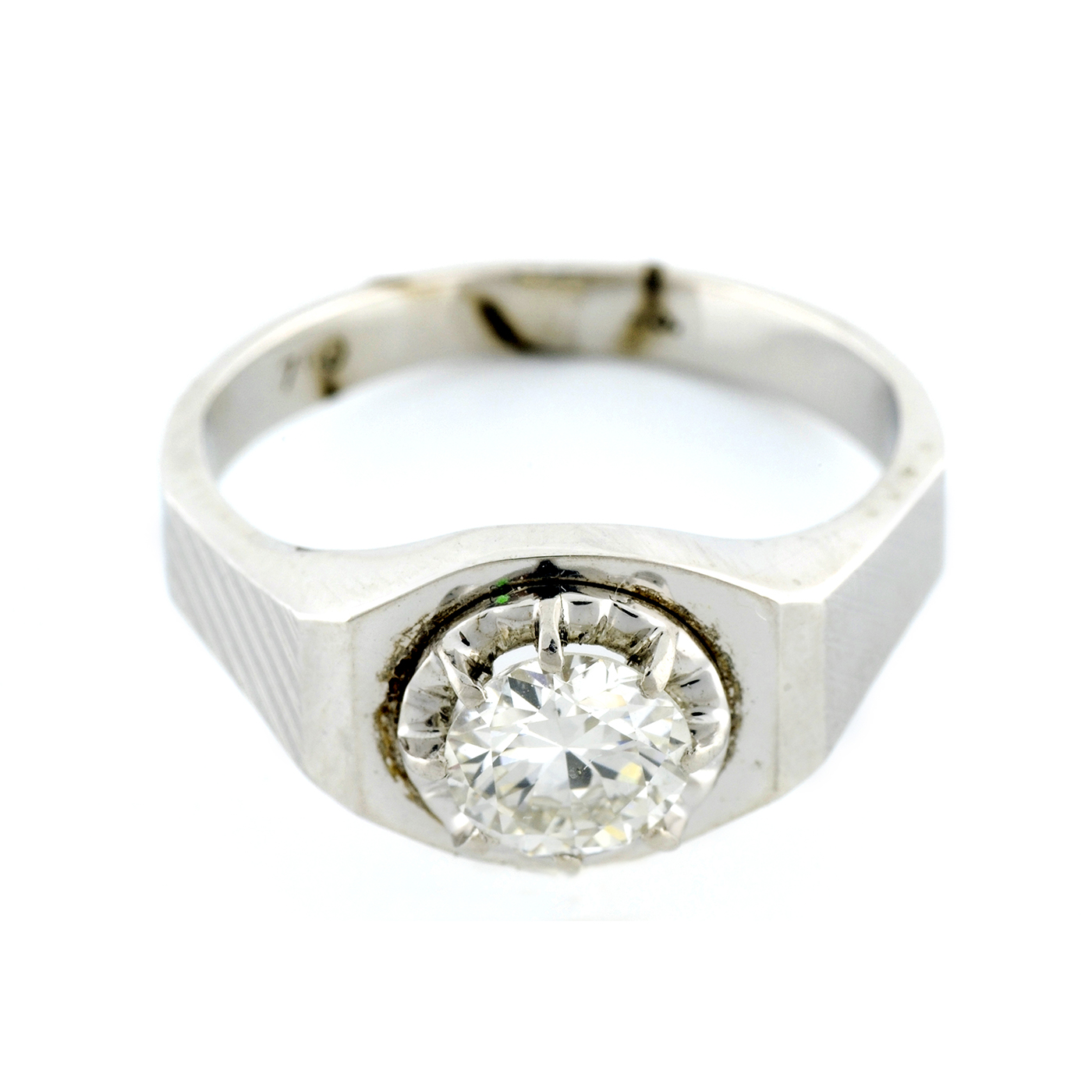 Sortija de Oro Blanco de 18k. con Diamante Natural Talla Brillante de 0,70 ct. (J/SI2). Certificado IGE. Sortija de Oro Blanco de 18k. con Diamante Natural Talla Brillante de 0,70 ct. (J/SI2). Certificado IGE.
