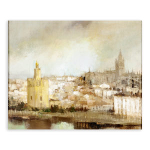 CARLOS PUENTE. Óleo sobre lienzo. "Paisaje de Sevilla".