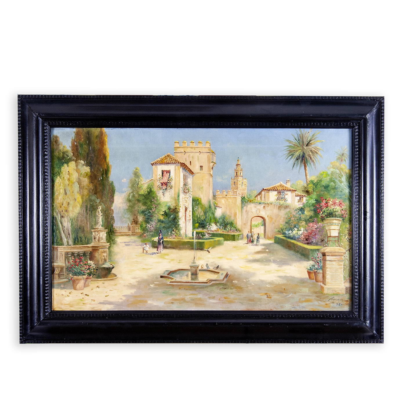 Carlota Rosales Martínez de Pedrosa. Óleo sobre lienzo. "La Giralda desde el Alcázar en Sevilla".