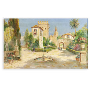 Carlota Rosales Martínez de Pedrosa. Óleo sobre lienzo. "La Giralda desde el Alcázar en Sevilla".